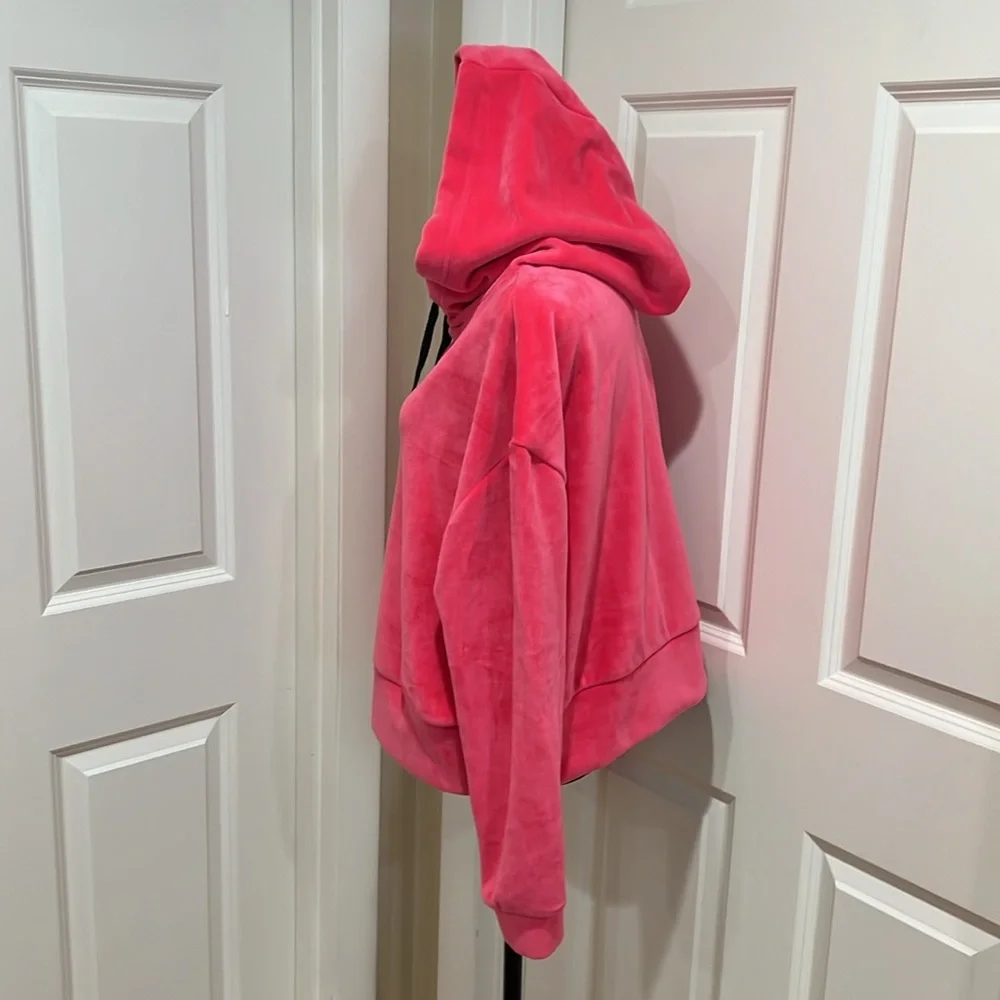 FOR THE REPUBLIC, women’s, large, hot pink, velour, drawstring, hoodie. - Picture 3 of 5
